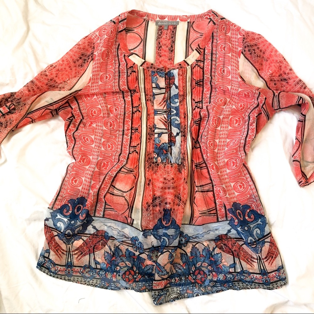 Daniel Rainn Boho Sheer Tunic Long Sleeve Size 1X